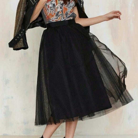 Nasty Gal Dresses & Skirts - Nasty Gal Tulle Mesh Midi Skirt Black